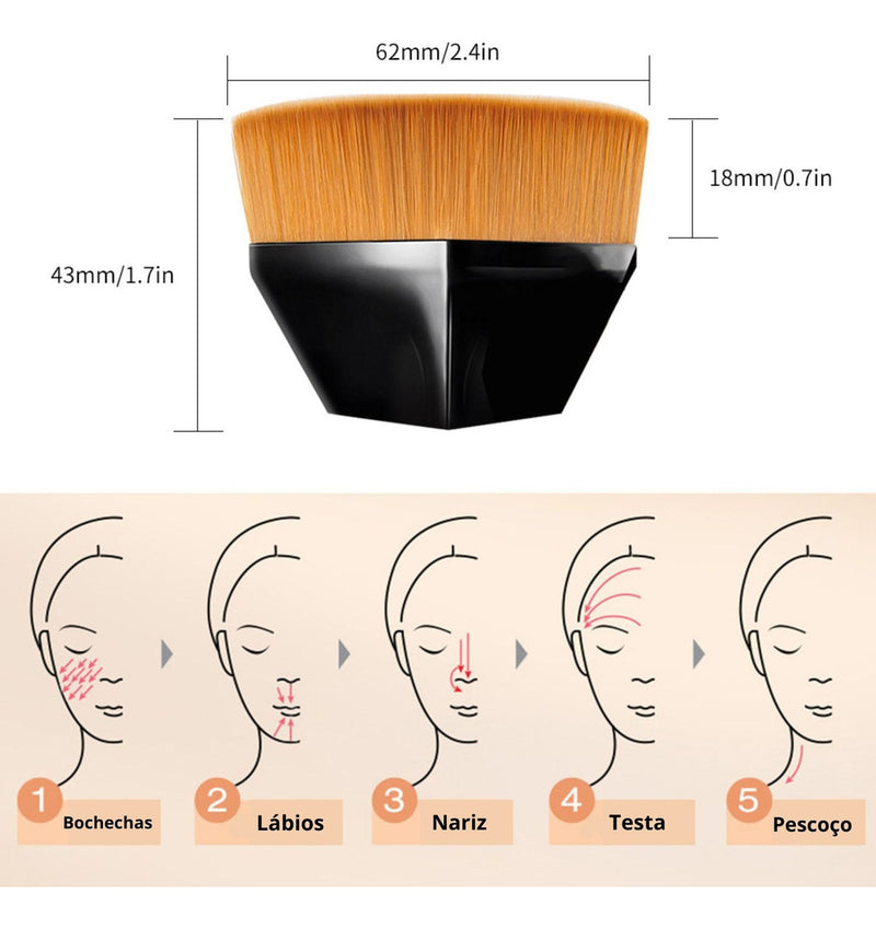 Pincel Mágico Hexagonal Base Maquiagem Tiktok Flawless Brush Cor Preto Hexágono
