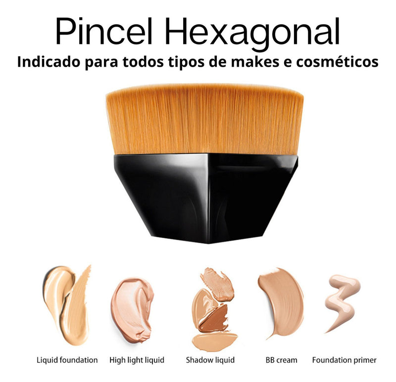 Pincel Mágico Hexagonal Base Maquiagem Tiktok Flawless Brush Cor Preto Hexágono
