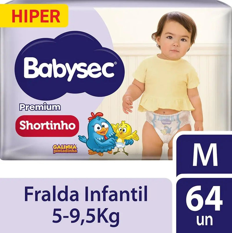 Fralda Babysec Shortinho Galinha Pintadinha Tamanho M - Ninho do Bebê